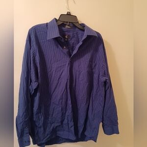 Calvin Klein dark blue striped xl dress shirt 17.5, 34/35 (052624D)